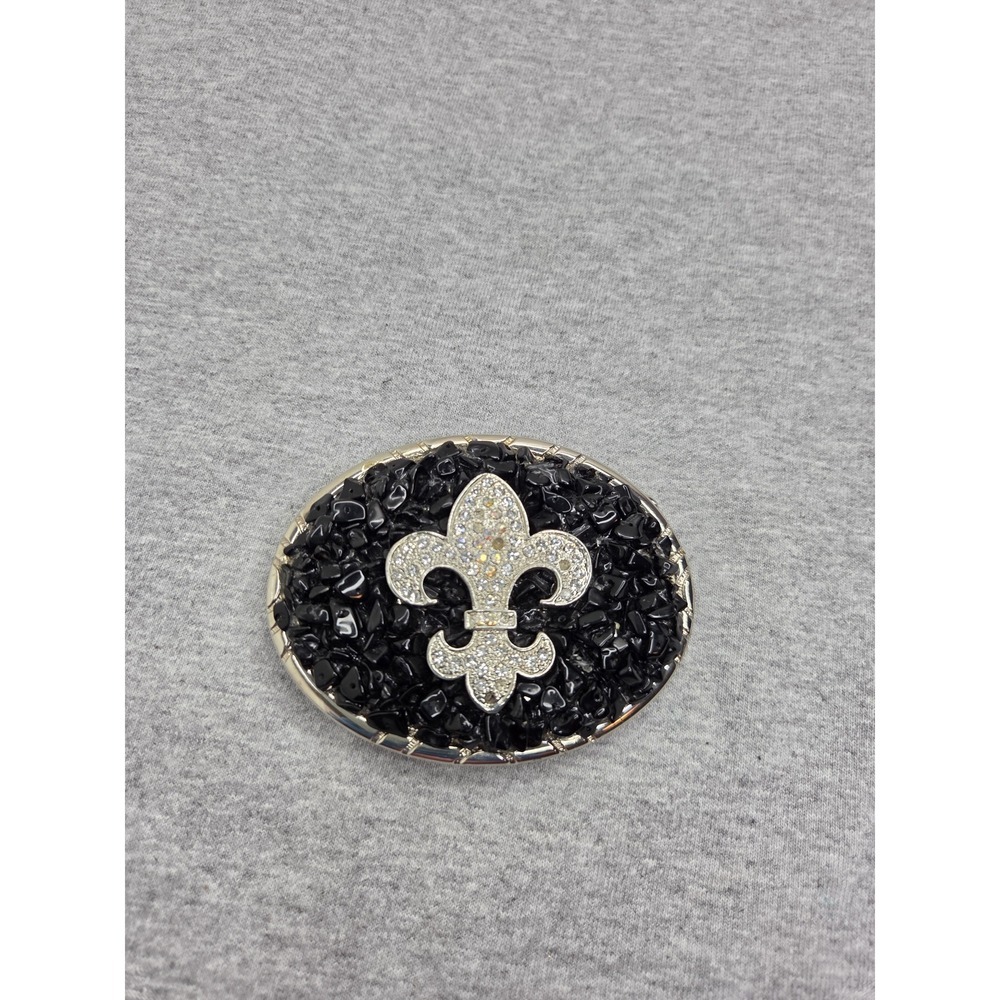 Womens Handmade Fleur De Lis Rhinestone Saints Belt Buckle Heavy Statement